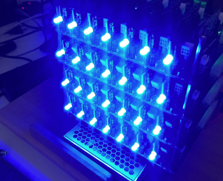 Compute cluster using 28 custom Digistump BlinkSticks