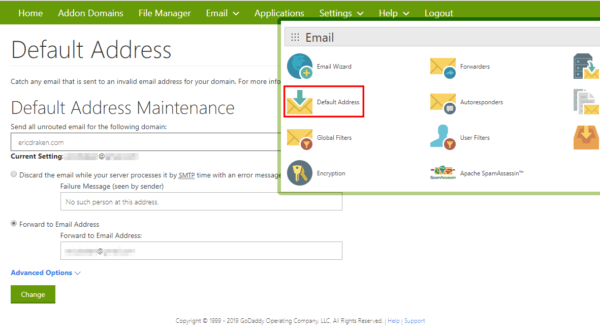 CPanel email catch-all settings