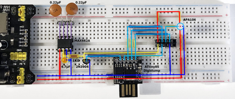 ATtiny85 high-voltage programmer schematic