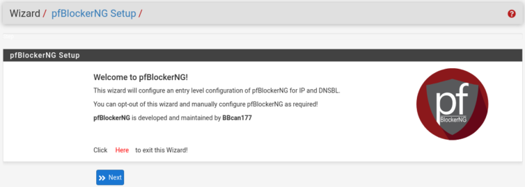 The pfBlockerNG wizard had four steps but step three is like 50 steps in one
