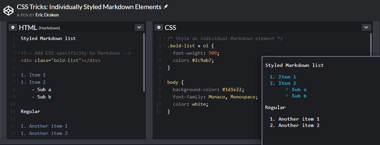 CSS Tricks: Individually styled Markdown elements