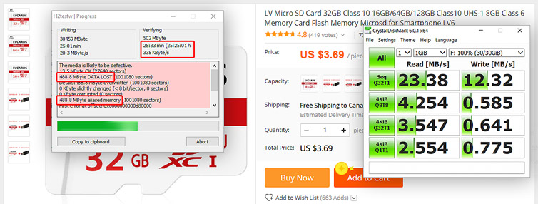 Inexpensive AliExpress microSD LVCARDS