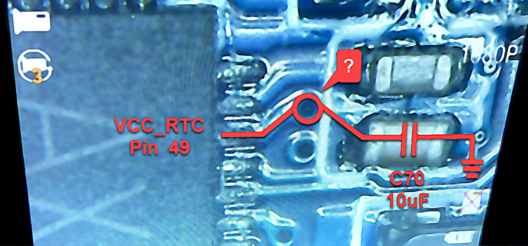 SOPINE PCB top near the PMIC and VCC_RTC pin